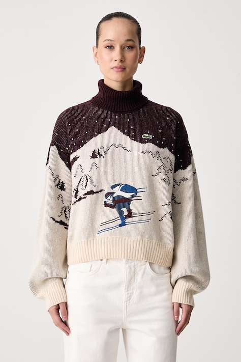 Lacoste Sweter damski z wełną bordowy AF9296