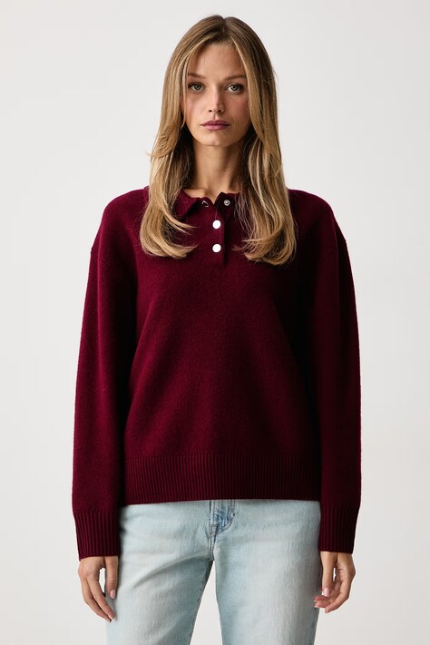Marc O'Polo Sweter damski wełniany bordowy 5000014780