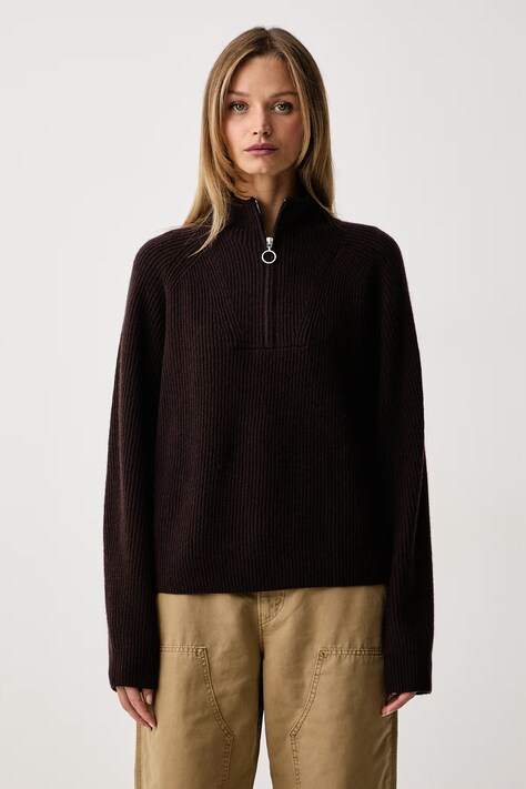 Marc O'Polo Sweter damski wełniany brązowy 5000012355