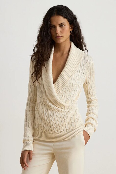 Lauren Ralph Lauren Sweter damski z bawełną beżowy 200P14042
