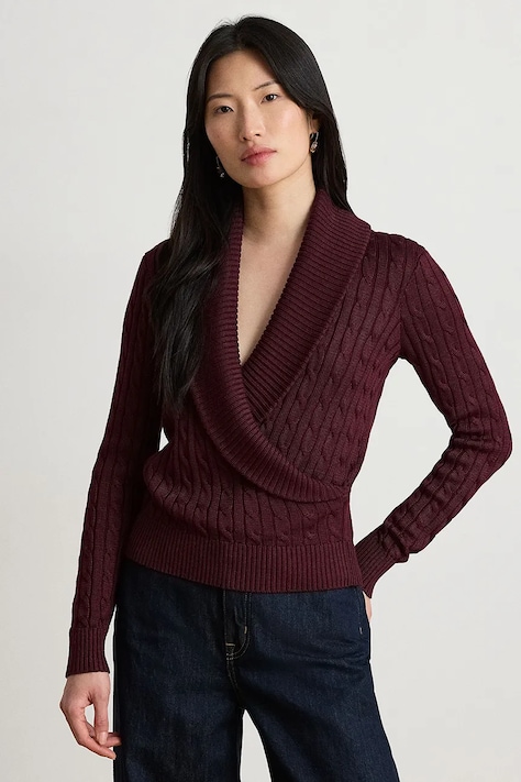 Lauren Ralph Lauren Sweter damski z bawełną bordowy 200P14042