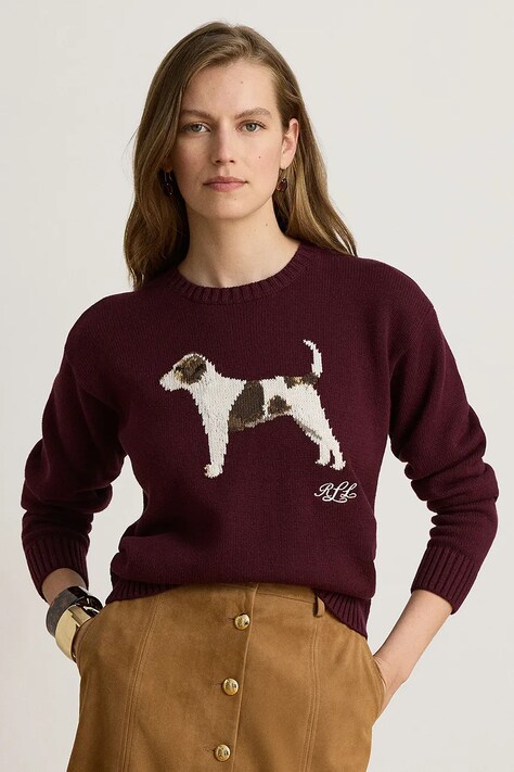 Lauren Ralph Lauren Pulover pentru copii din bumbac burgund 200B27844