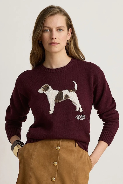 Lauren Ralph Lauren Πουλόβερ παιδικό βαμβακερό μπορντό 200B27844