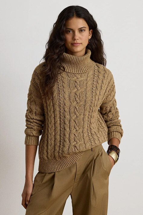 Lauren Ralph Lauren Sweter damski bawełniany brązowy 200B27835