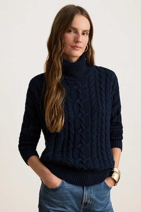 Lauren Ralph Lauren Пуловер дамски от памук тъмносин 200B23577