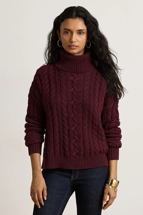 Lauren Ralph Lauren Sweter damski bawełniany bordowy 200B23577