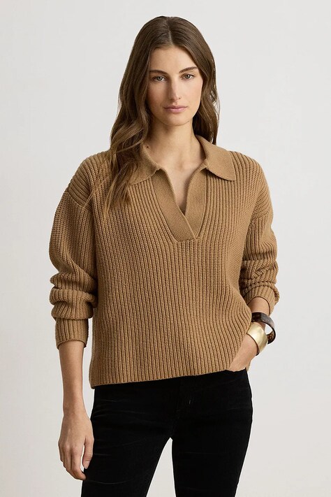 Lauren Ralph Lauren Sweter damski z wełną brązowy 200979676