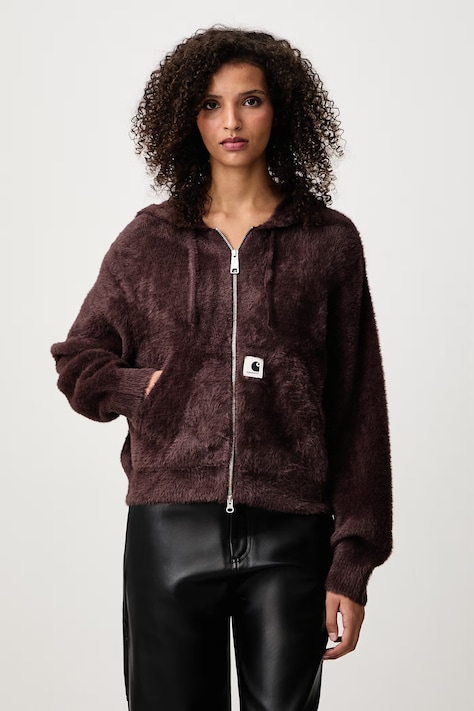 Carhartt WIP Maine Active Sweater Jacket sveter na gombíky s bavlnou dámsky hnedý I037037