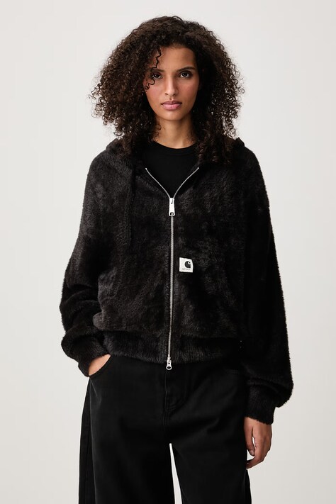 Carhartt WIP Maine Active Sweater Jacket sweter rozpinany z bawełną damski czarny I037037