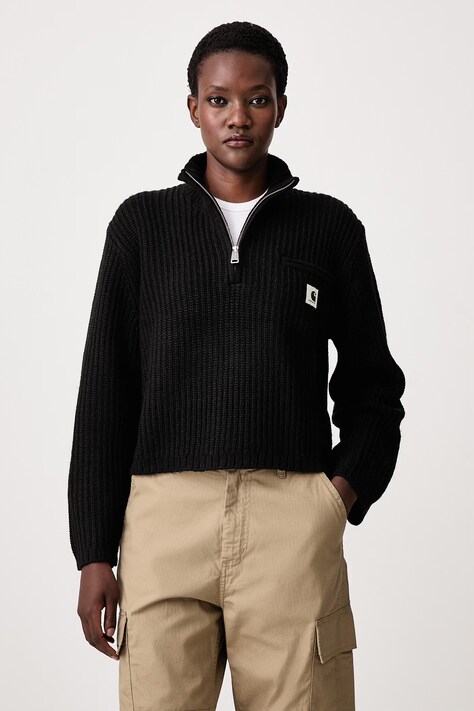 Carhartt WIP Detroit Half Zip Sweater with wool blend Women's black I037036
