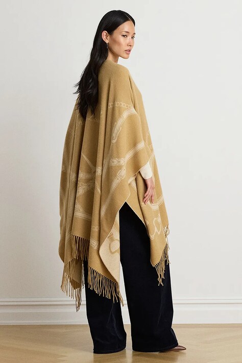 Lauren Ralph Lauren Poncho damskie z wełną beżowe 454P23618