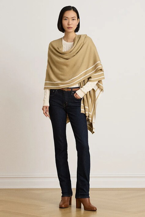 Lauren Ralph Lauren Poncho damskie z wełną beżowe 454P23616