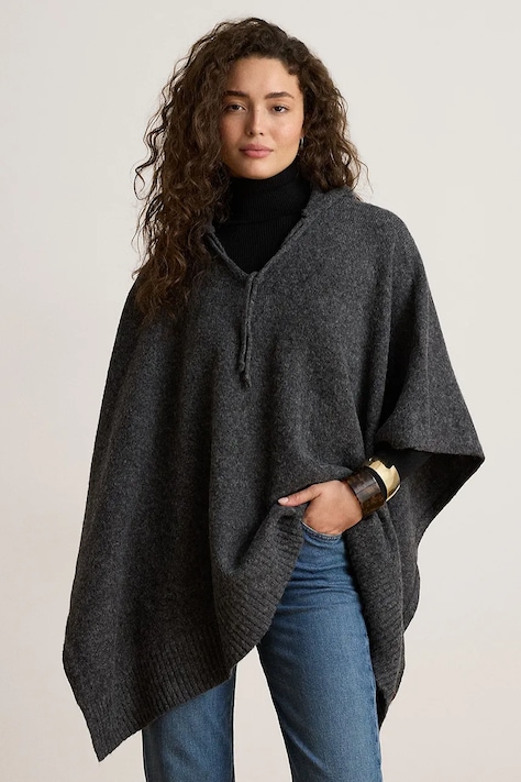 Lauren Ralph Lauren Poncho damskie z dodatkiem wełny szare 454P23613