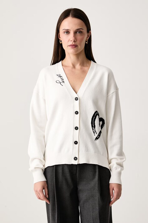 DKNY Kardigan damski z bawełną biały P6MXAF25