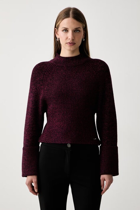 DKNY svetr dámský s viskózou burgundský DJ6R0820