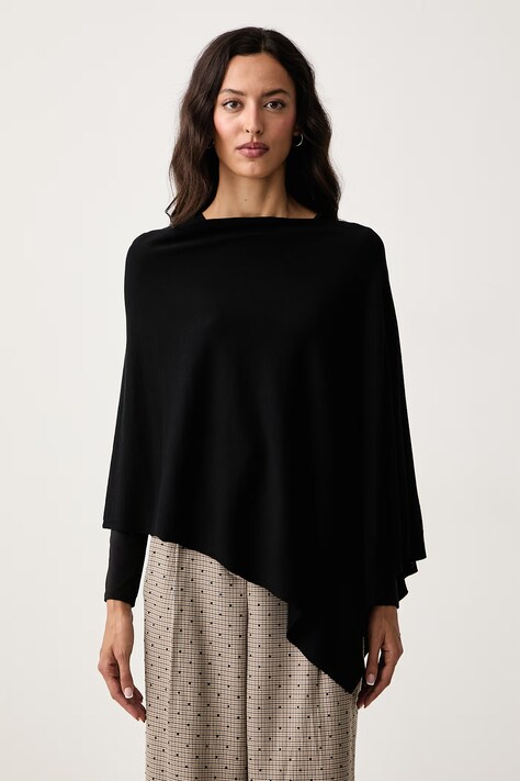 DKNY Poncho damskie z wiskozą czarne DJ6R0981
