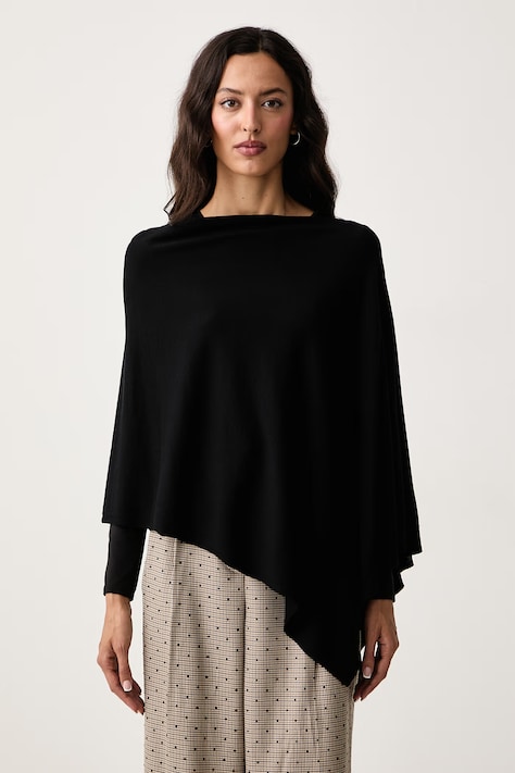 DKNY Poncho damskie z wiskozą czarne DJ6R0981