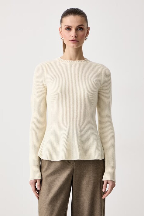 Max&Co. Sweter damski wełniany LONZA beżowy 2626366014200