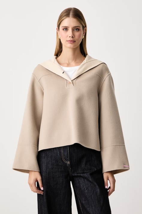Max&Co. Krótki płaszcz damski wełniany VISCHIO beżowy 2626086093200