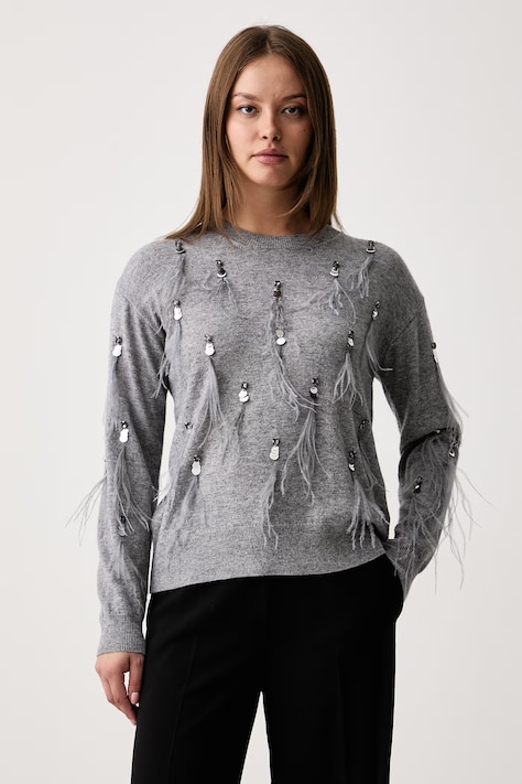 Kaos Sweter damski z wełną szary SI1NT050