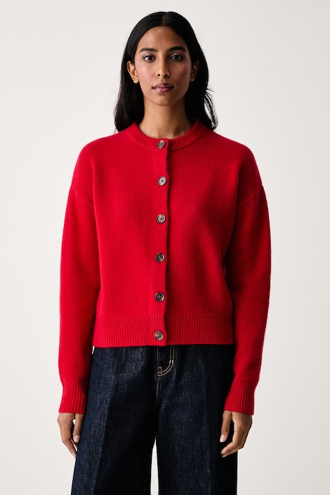 Barbour Kardigan damski wełniany czerwony LKN1847
