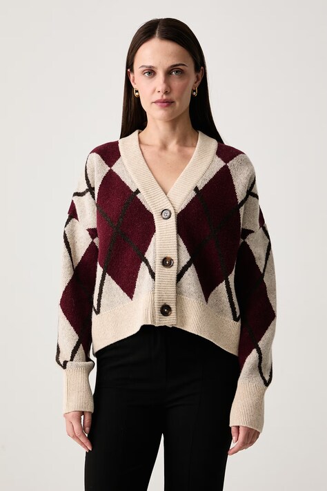 Barbour Kardigan damski z wełną Harleigh beżowy LKN1842