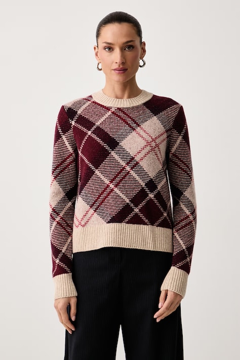 Barbour Sweter damski z wełną Stevie bordowy LKN1840