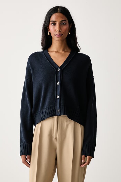 Barbour Kardigan damski bawełniany Amesbury granatowy LKN1837