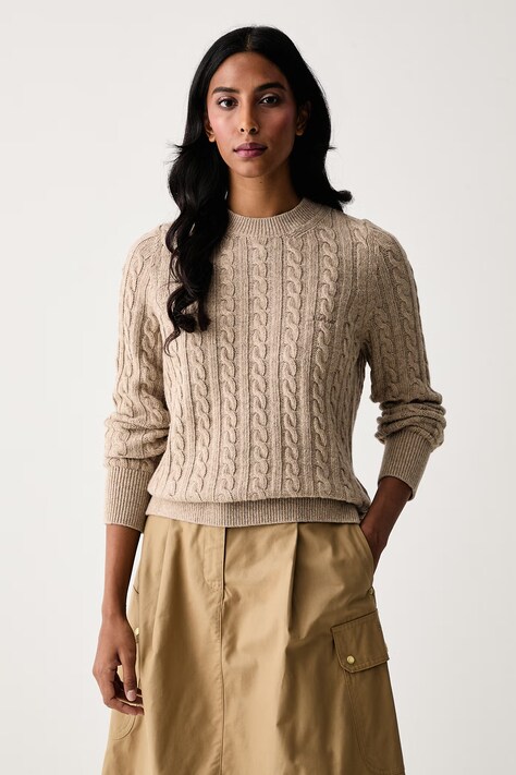 Barbour Sweter damski z wełną Ashdown beżowy LKN1834
