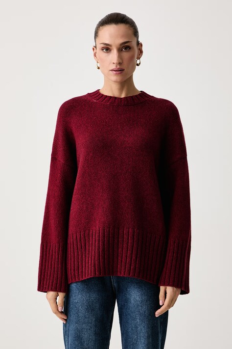 Barbour Sweter damski z dodatkiem wełny Gaia bordowy LKN1827