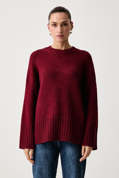 Barbour Sweter damski z dodatkiem wełny Gaia bordowy LKN1827