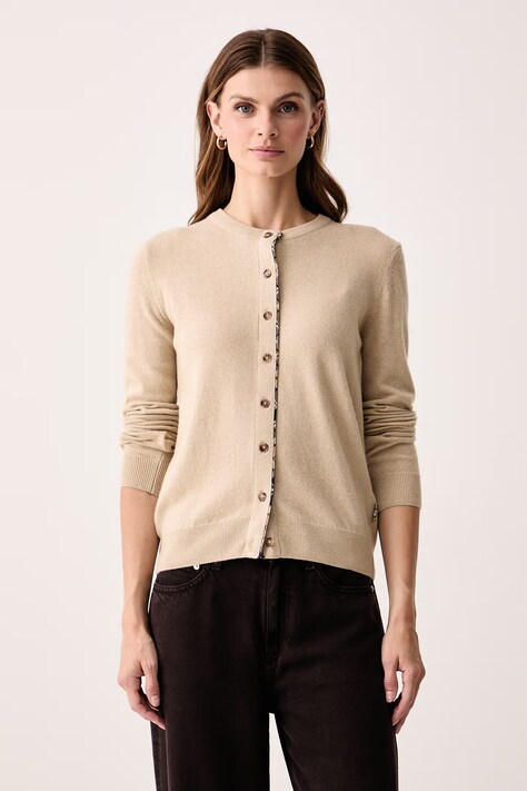 Barbour Kardigan damski z wełną Pendle beżowy LKN1076
