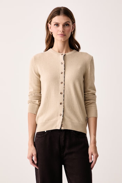 Barbour Kardigan damski z wełną Pendle beżowy LKN1076