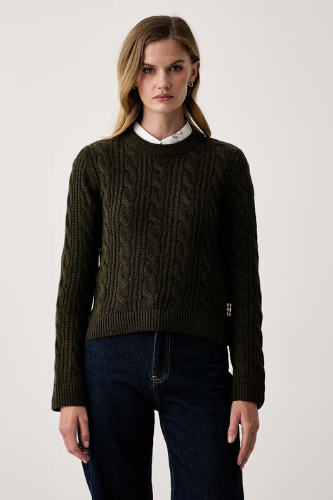 Barbour Sweter damski z wełną Joan zielony LKN1802