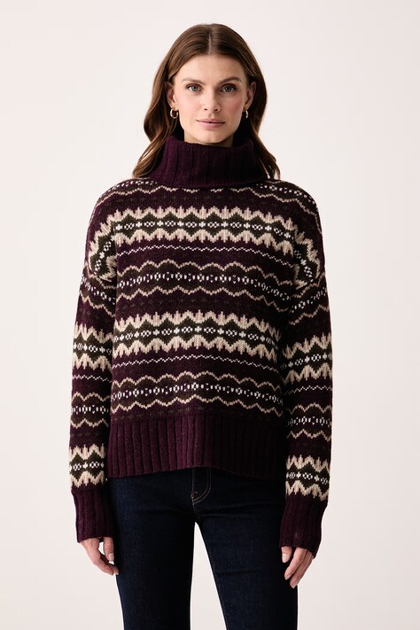 Barbour Sweter damski z wełną Helen bordowy LKN1560