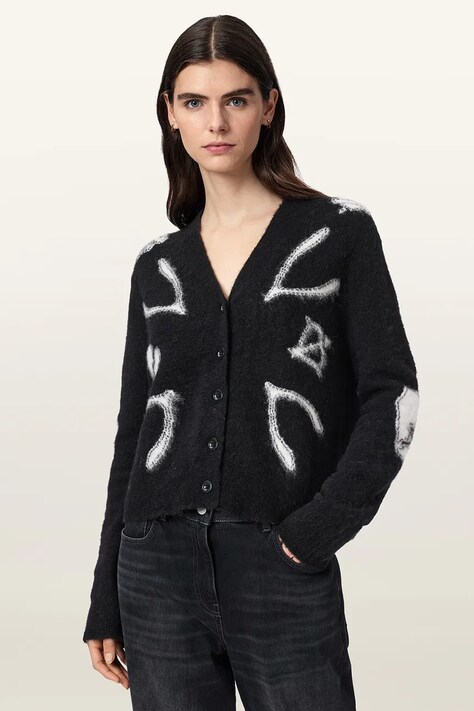 AllSaints Kardigan damski z wełną CHARM czarny W056KF
