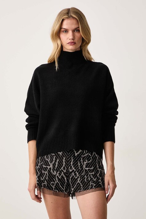 AllSaints Sweter damski z dodatkiem merino ASHA czarny W139KF