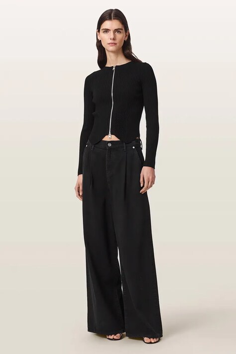 AllSaints кардиган жіночий з віскозою CRUZ ZIP — AW26-SWDYTN, чорний — фото 4