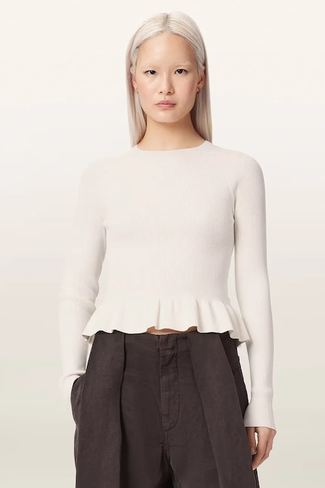 AllSaints Sweter damski z wiskozą JAS beżowy W035KF