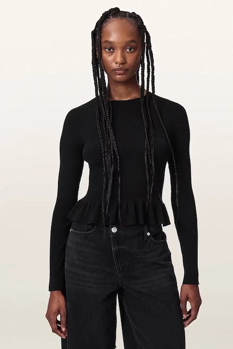 AllSaints Sweter damski z wiskozą JAS czarny W035KF
