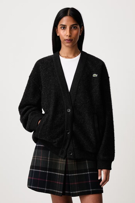 Lacoste Kardigan z dodatkiem wełny damski czarny SF8635