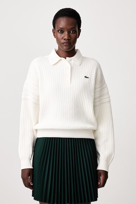 Lacoste Sweter bawełniany damski beżowy AF8272