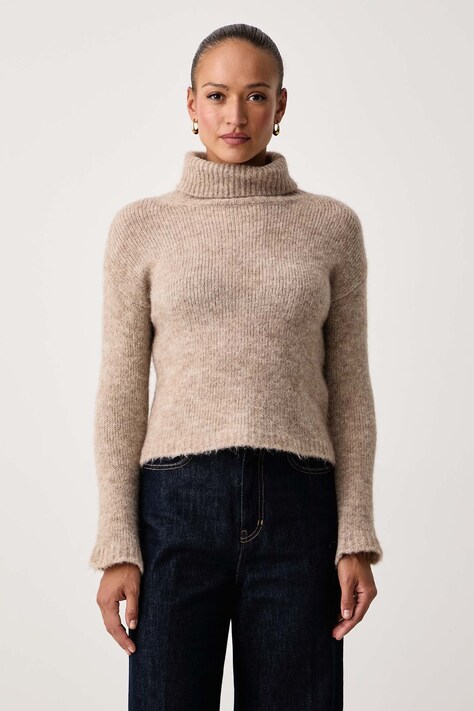 iBlues Sweter damski z wełną IBLNOCINO beżowy 2627366122200