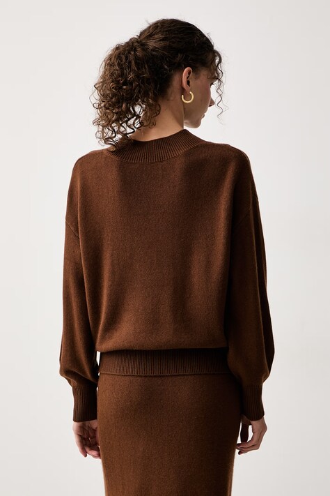 iBlues Sweter damski z wełną IBLPARAGGI brązowy 2627366032200
