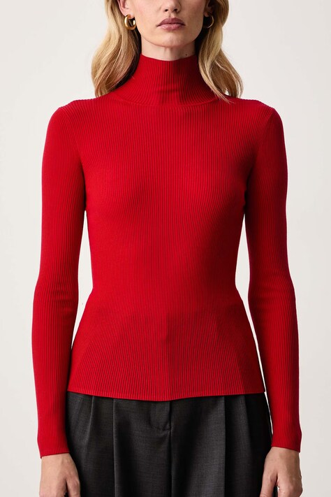 Marella Sweter damski z dodatkiem wełny MLLERESIA czerwony 2623366312200