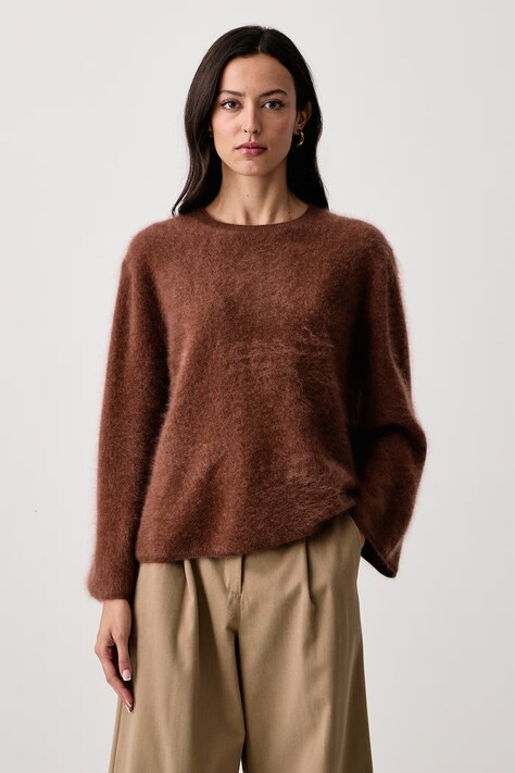 Marella Sweter damski wełniany MLLVEZZOSO brązowy 2623366245200