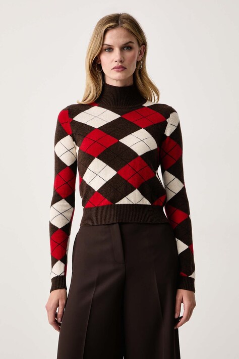 Marella Sweter damski wełniany MLLZUCCA brązowy 2623366212200