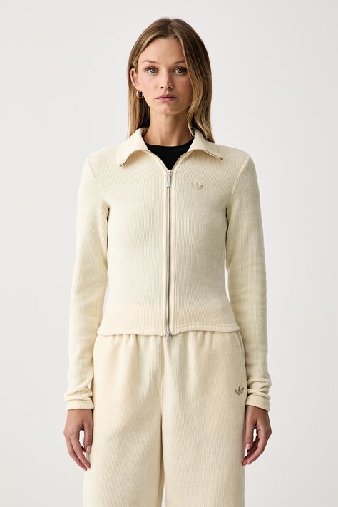 adidas Originals Kardigan damski Chenille Zip Up beżowy LF6578