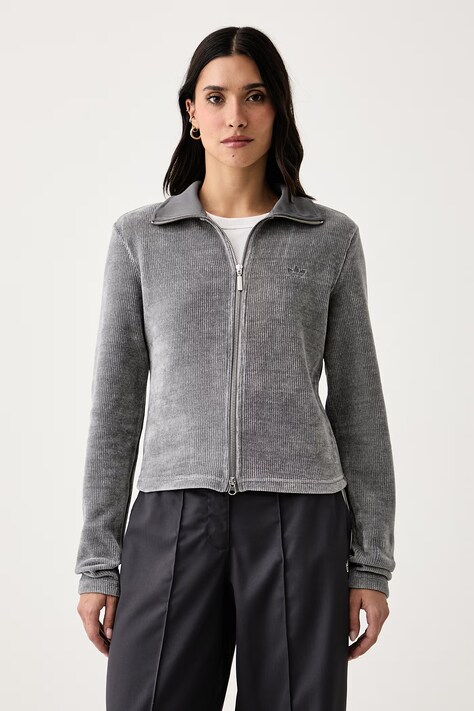 adidas Originals Ζακέτα γυναικεία Chenille Zip Up γκρί LF6541