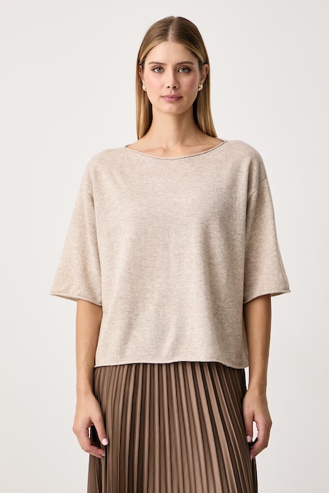 BOSS Orange Пуловер дамски от вълна C_Fiolanna бежов 50569891